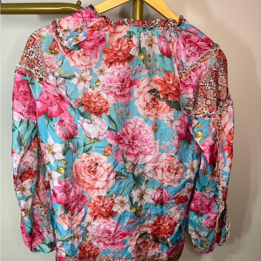 Johnny Was 100% Silk Floral Blouse - SKU 1123 - Picture 6 of 9